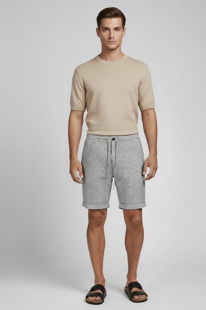 Bermuda Masculina Linho Listrada