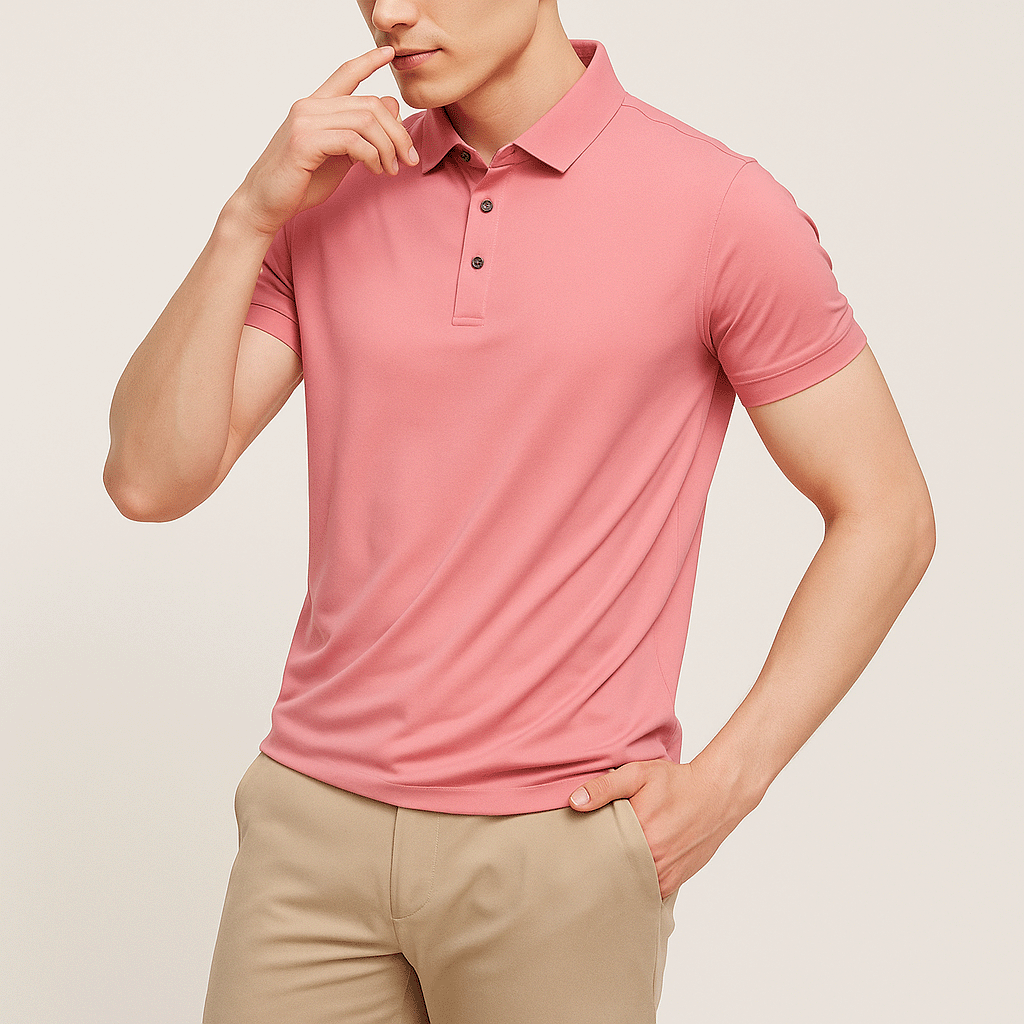 Camisa Polo Masculina em Seda Gelo