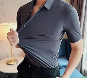 Camisa Casual Sem Costura – Seda Leve, Alta Elasticidade, Caimento Premium