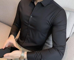 Camisa Casual Sem Costura – Seda Leve, Alta Elasticidade, Caimento Premium