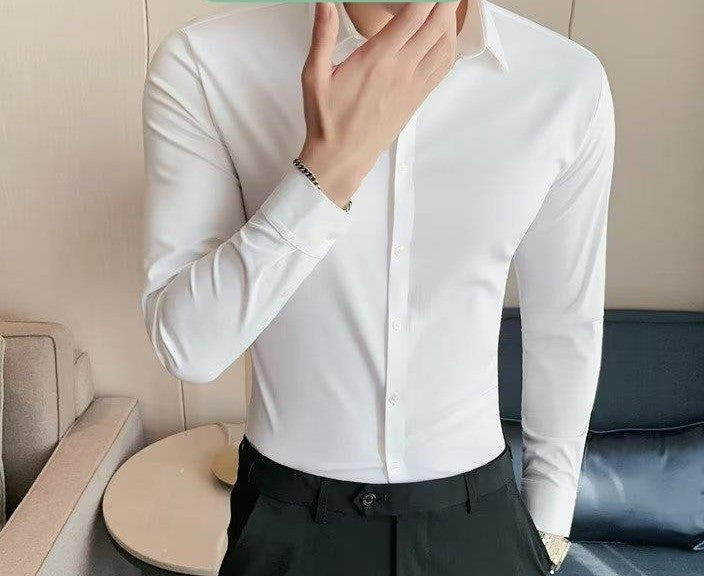 Camisa Casual Sem Costura – Seda Leve, Alta Elasticidade, Caimento Premium