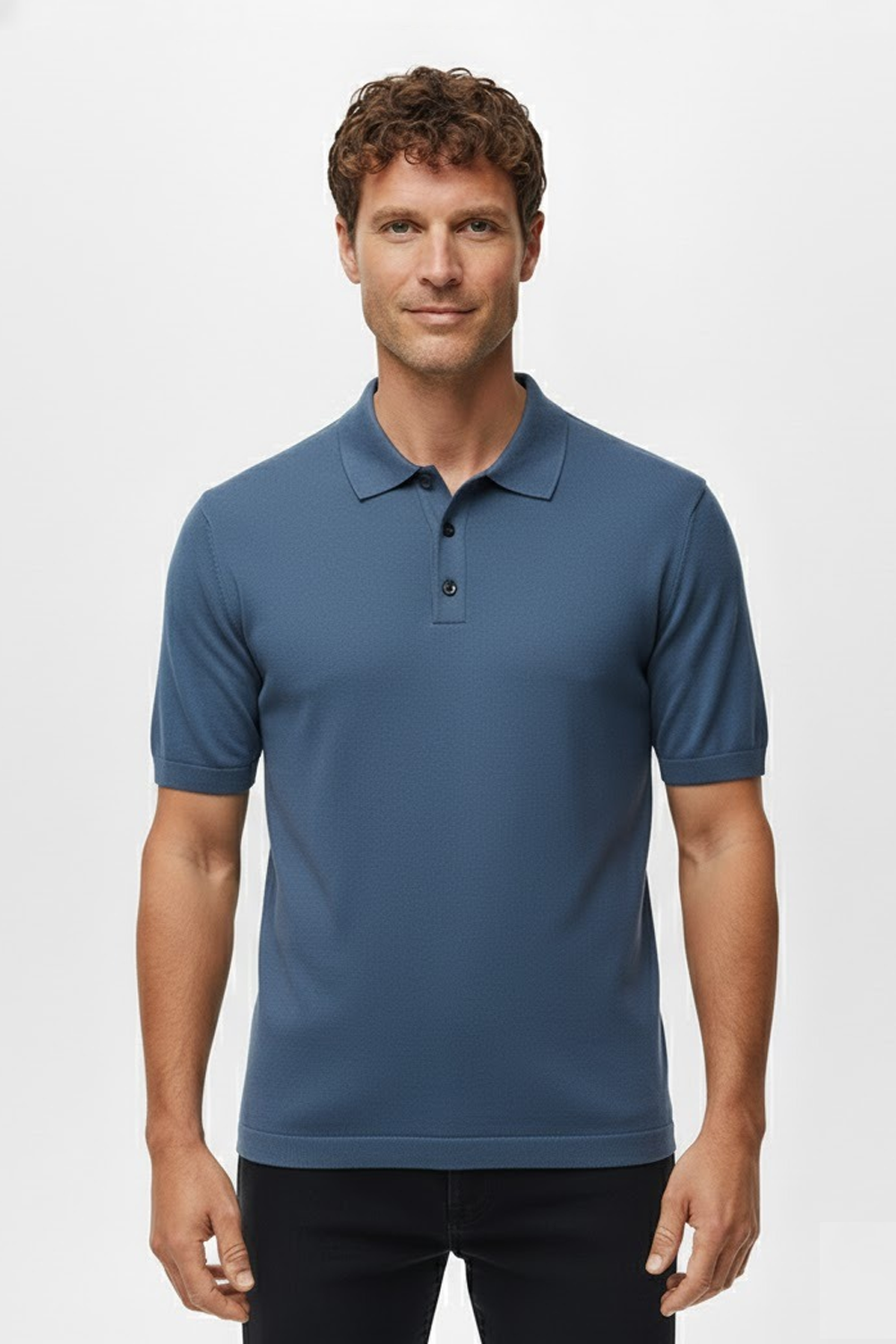 Camisa Polo Masculina em Seda Gelo