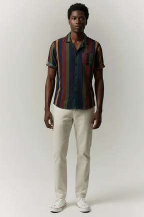 Camisa Manga Curta Leve Listrada