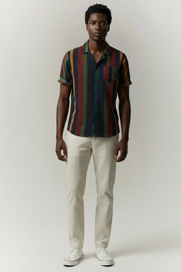 Camisa Manga Curta Leve Listrada