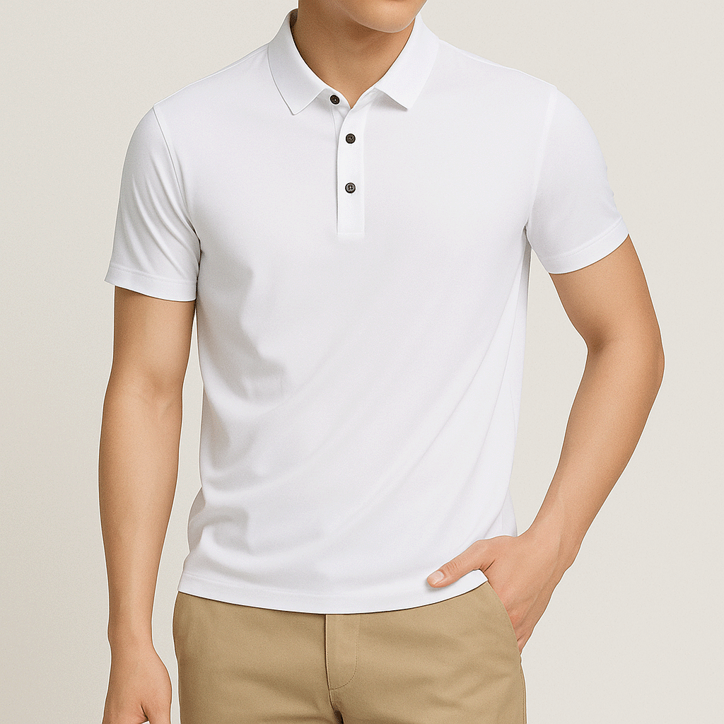 Camisa Polo Masculina em Seda Gelo