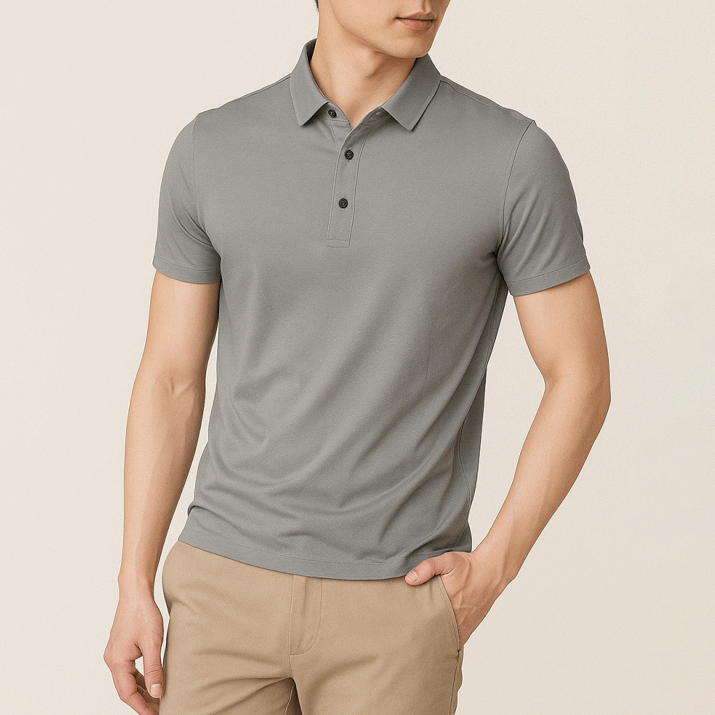 Camisa Polo Masculina em Seda Gelo